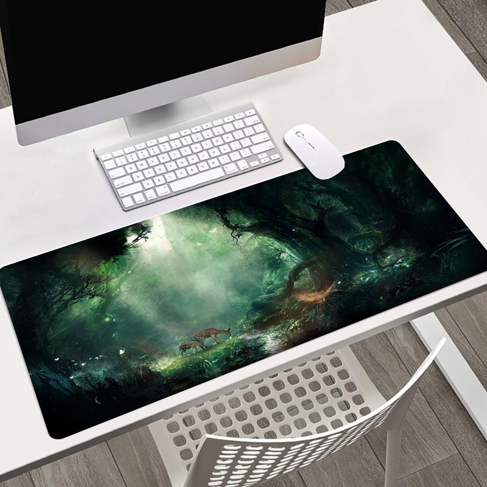 Gaming Accessories Organizer - Mouse Pad Playmat Green Forest Trees
