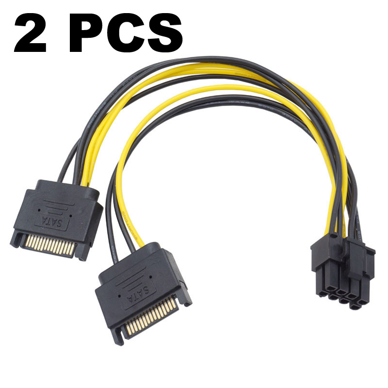 2pcs Dual SATA 15pin to 8 pin( - огляд і ціна Pcie Extension Cable