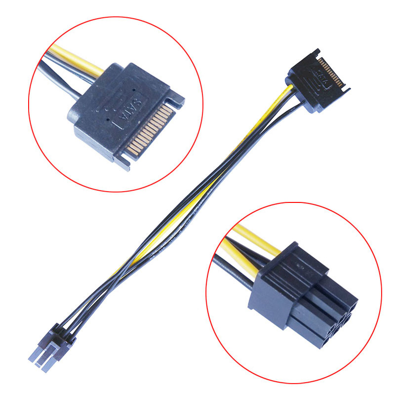 2pcs Dual SATA 15pin to 8 pin( - огляд і ціна Pcie Extension Cable