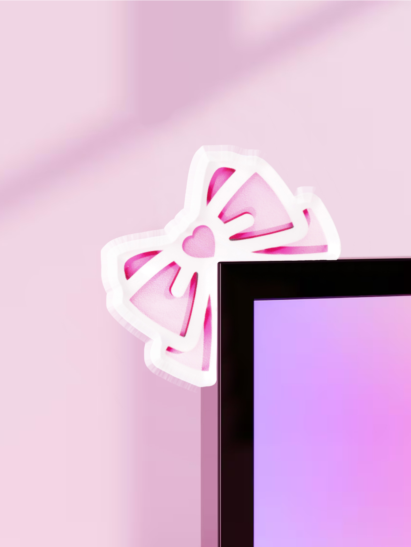 Kawaii Bow Monitor Decor Pink  - огляд і ціна Gaming Accessories Pc Setup