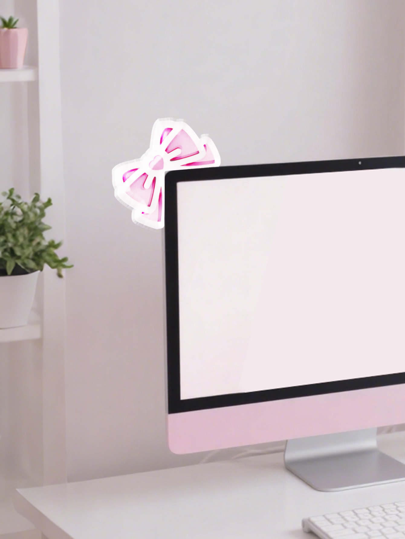 Kawaii Bow Monitor Decor Pink  - огляд і ціна Gaming Accessories Pc Setup