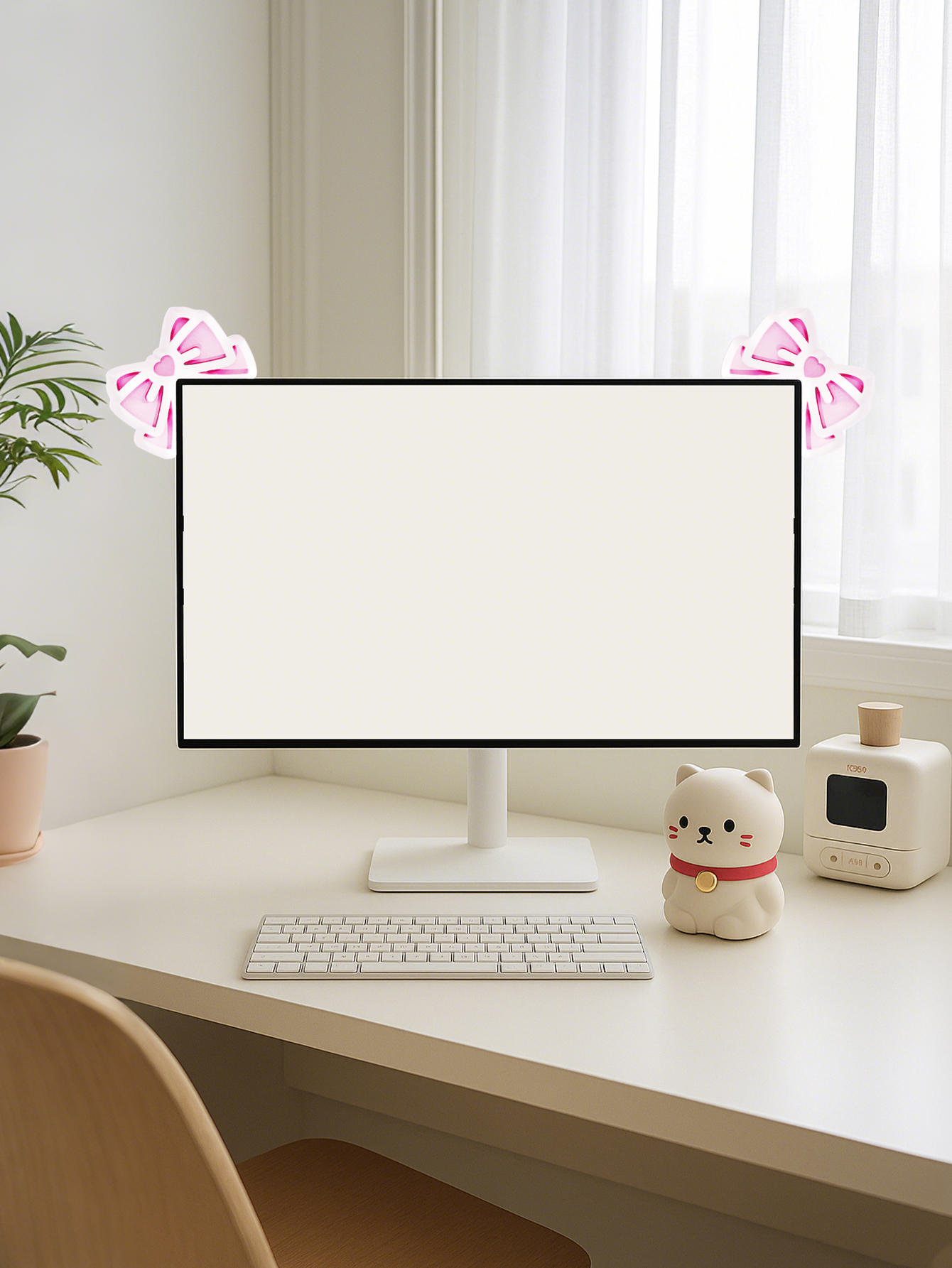Kawaii Bow Monitor Decor Pink  - огляд і ціна Gaming Accessories Pc Setup